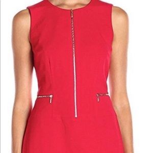 Calvin Klein red sheath dress - zipper accent